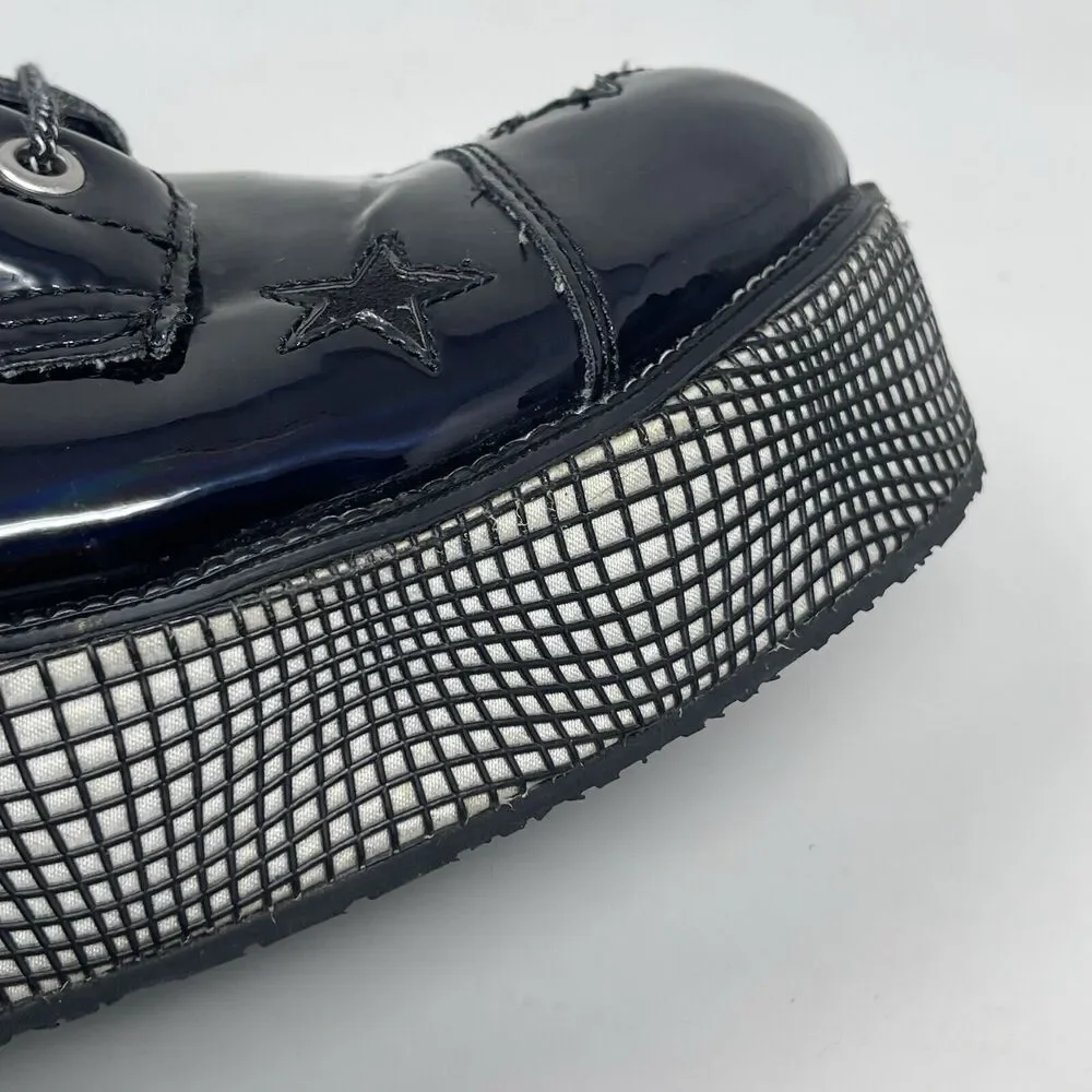 T.U.K. TUK Dolls Kill Platform Boots Womens 10 Black Creepers Wrapped Heel Goth